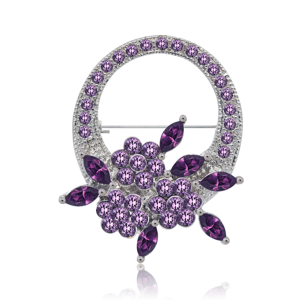 Vintage Purple Amethyst Flower Brooch